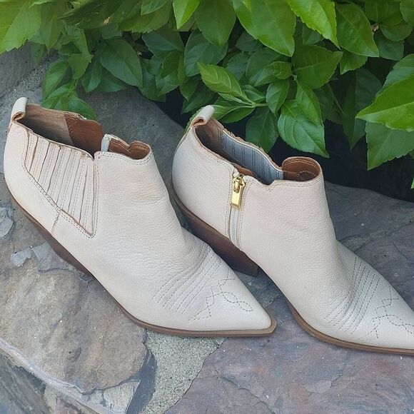 Franco Sarto Western Leather Ankle Booties | Pointed Toe Block Heel | Size 8.5 | - Picture 10 of 10
